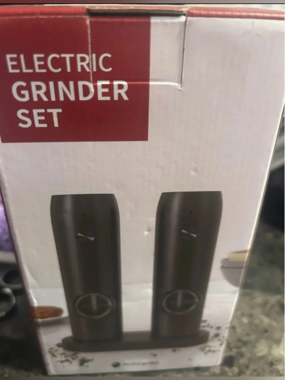 Electric Rechargeable Salt and Pepper Grinder Set - Black